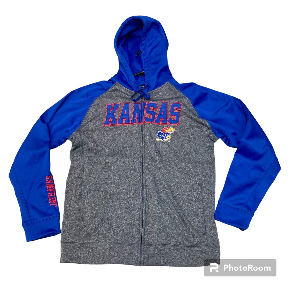 Champion Elite Kansas Jayhawks Zip Up Hooded Sweatshirt Unisex Size Medium